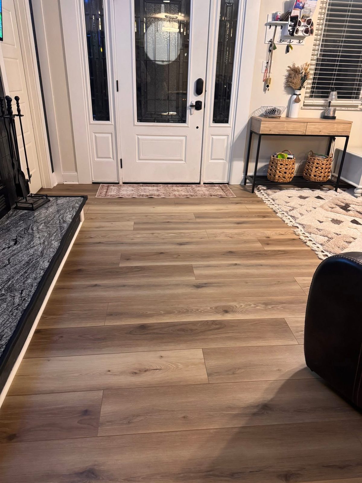 LVP flooring installed in a Beavercreek, OH entryway leading to the front door